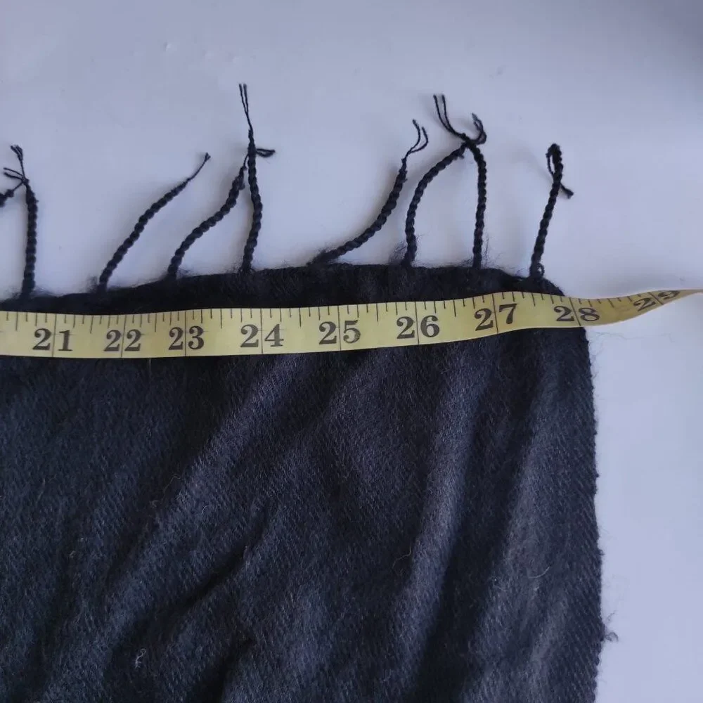 Handmade Oversized Black Wool Wrap | Artisan Made in Nepal | 86” x 28”